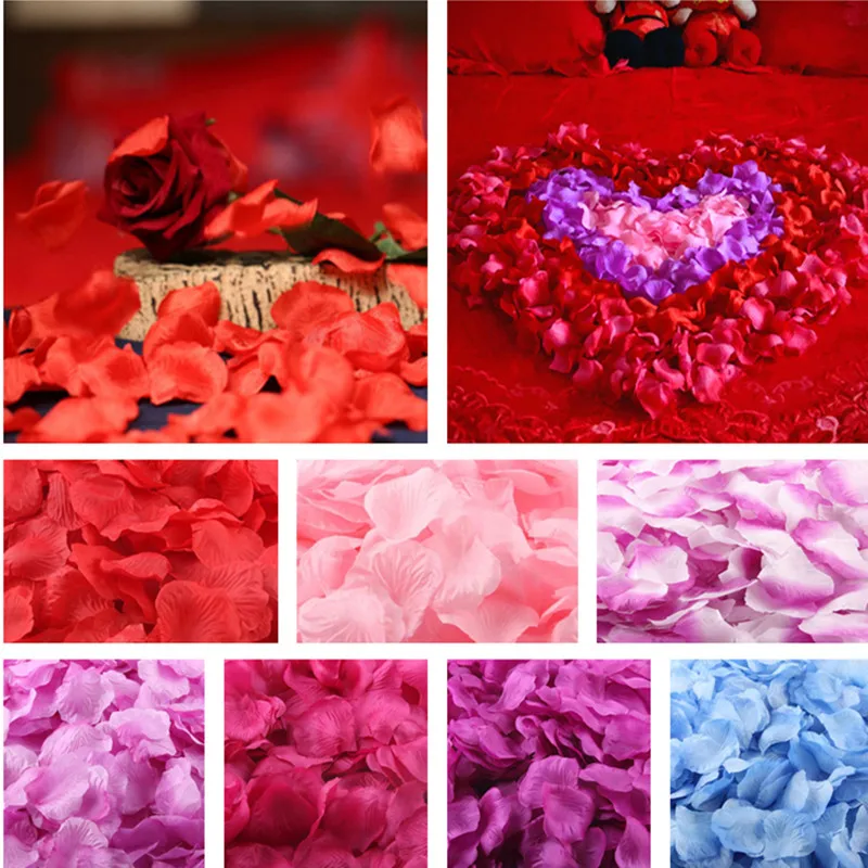 100-5000pcs Romantic Artificial Silk Rose Flower Petals Leaves