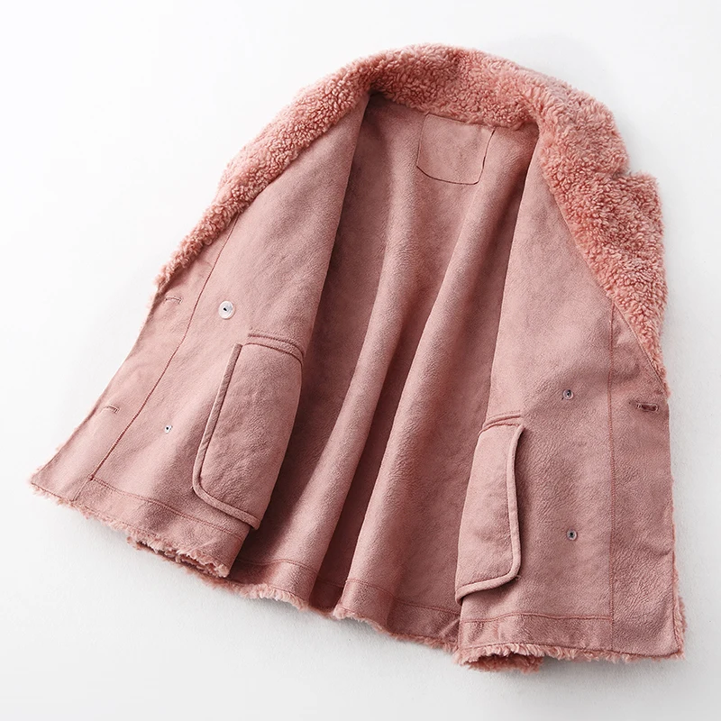 Пальто из натурального меха шерстяная куртка осенне-зимнее пальто женская одежда корейская винтажная овечья шерсть замшевая подкладка Топы ZT3872