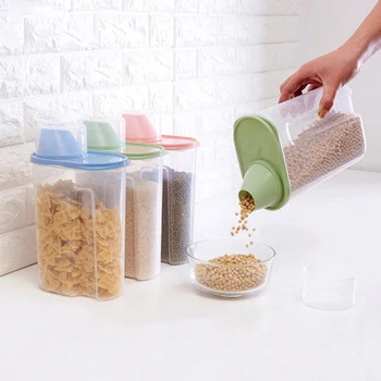 

Sealed Rice Bucket Moisture-Proof Storage Box With Measuring Cup, Household Kitchen Flour-Proof Wheel Bucket Stock Holder