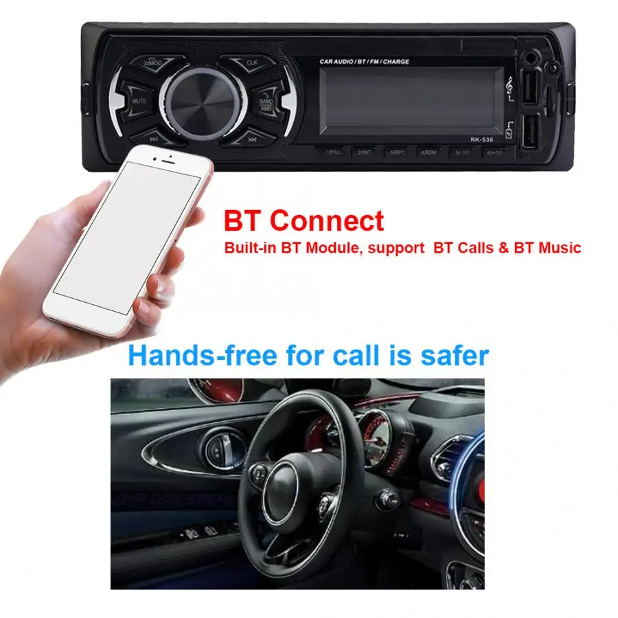 Автомобильный радиоприемник Bluetooth 1 din автомобильный стереоплеер телефон AUX MP3 FM/USB/Радио пульт дистанционного управления для телефона авиационный автомобильный стереоплеер