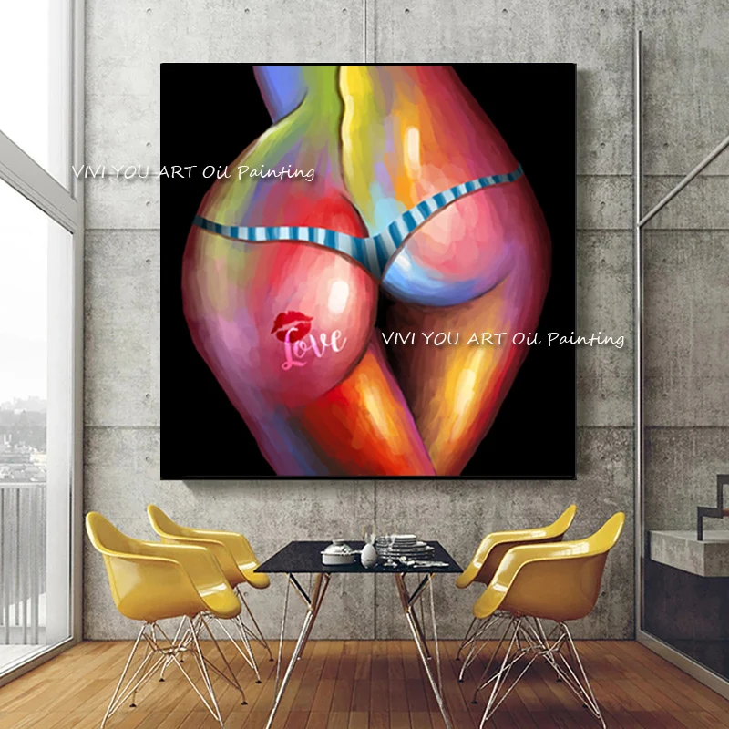 

Large Colorful abstract Nude Girl Big ass hot sexy Naked Women Oil Painting Hand Painted On Canvas Art Wall Decoration