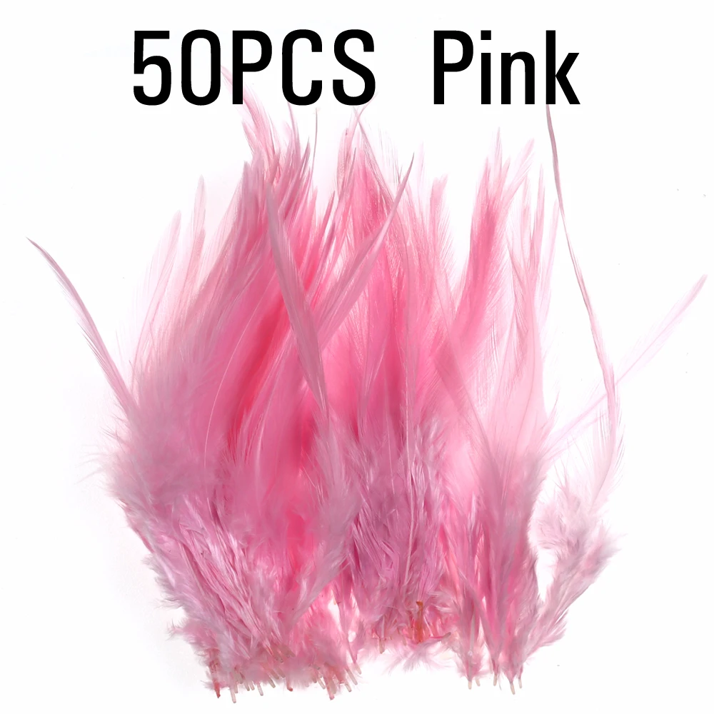 Pink 50PCS ICERIO 50 шт. мухобойка крюк седло для петуха Hackle петух Schlappen перо форель Steelhead мухи связывающие материалы - Цвет: Pink 50PCS
