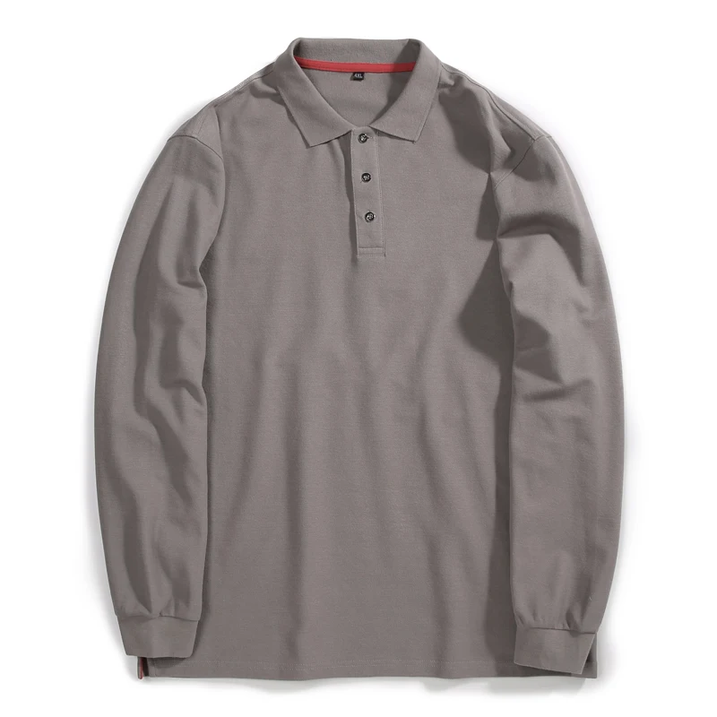 Мужская однотонная Повседневная футболка размера плюс 5XL 6XL 7XL 8XL, деловая модная футболка с отворотом и длинным рукавом, мужские топы, брендовая одежда - Цвет: Хаки
