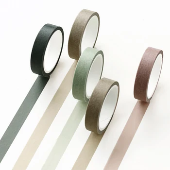 

5pcs Masking Gift Wrapping Sticker Simple Party Solid Washi Tape Set Scrapbook Decor Sticky Daily Planners Children