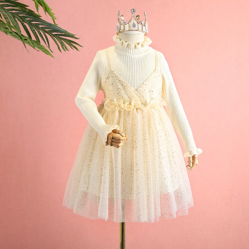 5310 Sequins Mesh Princess Baby Girl Christmas Dress Fall Winter Party Wedding Kid Dress For Girl Wholesale Thanksgiving Clothes