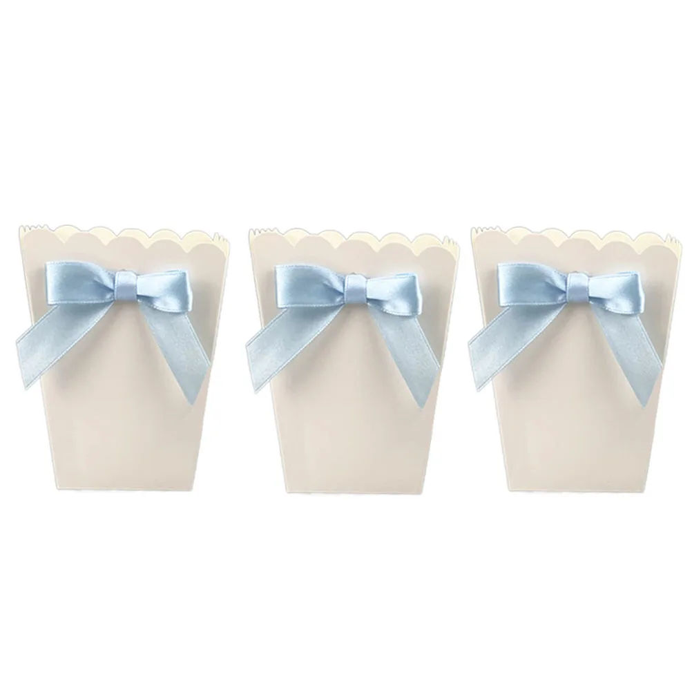 12pc Bow Popcorn Box Party Supplies Paper Popcorn Boxes Bags Candy Snack Treat Boxes Food Container Birthday Baby Shower Wedding - Color: Sky blue