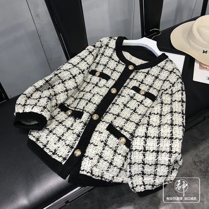 

A Generation of 2019 Autumn New Products Short-height Tweed Plaid Cropped Jacket Entity