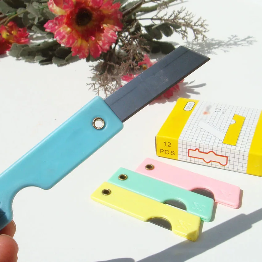 12Pcs/lots Portable Utility Knife Pencil Knives Stationery Office Supplies, Student Paper Cutter Cutting Paper Razor Blade Knife
