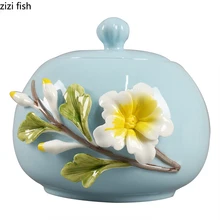 Китайский керамический s с крышкой трехмерный чайник с цветами керамические запечатанные банки керамический чайный кунг-фу резервуар для хранения чая Caddy