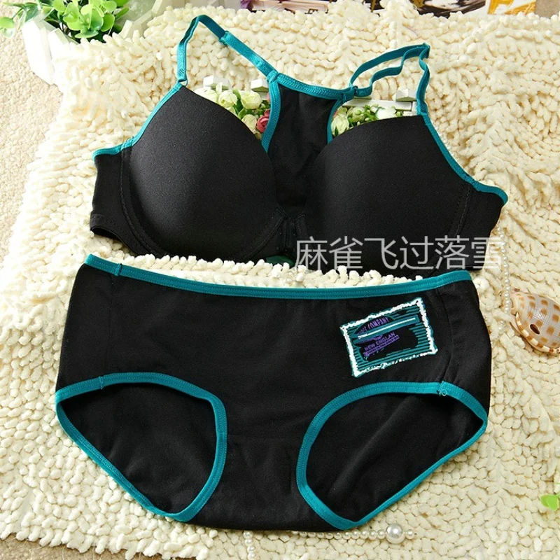 

Lolita Style Sexy Bra Set Pure Cotton Underware Y-Type Beauty Back Vest Fitness Bras Set Sweet Color Thin Soutien Gorge Bralette