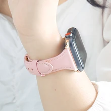 

Bracelet Belt Genuine Leather Band for Apple Watch 42MM 38MM 44MM 40MM Strap for iWatch series 6 Se 5 4 3 2 1 Women's Watchband