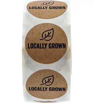 

Free Shipping - 2.5CM Round Natural Kraft Handmade with "LOCALLY GROWN" Stickers, 500 Labels Per Roll