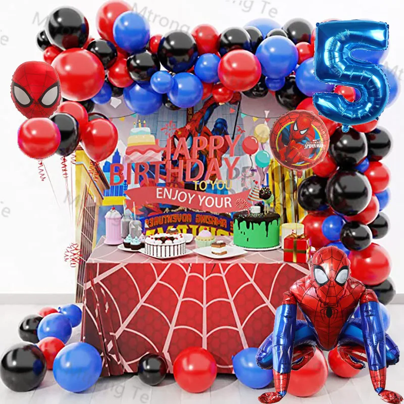 1Set 3D Big Spiderman Hero Foil Balloons Number Birthday Party Decorations Boy Kids IInflated Ball Children's Toy Gifts cartoon excavator car balloons car foil balloon 32inch number globos children boy gifts birthday party decorations kids ball