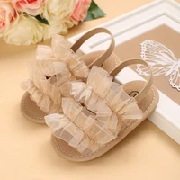 Fashion Young Children New Born Baby  Girl Princess Shoes  Lace Toddler Summer Sandal Non-Slip Shoes First Step Car 0-18M 6