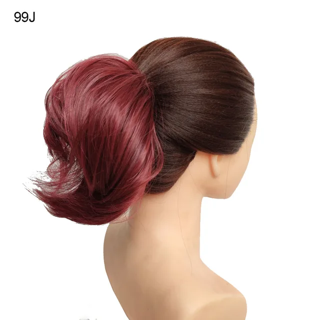 Jeedou Messy Chignon Donut Hair Bun Pad Elastic Hair Rope Rubber Band Synthetic Hairpiece Gary Brown Color S-99J
