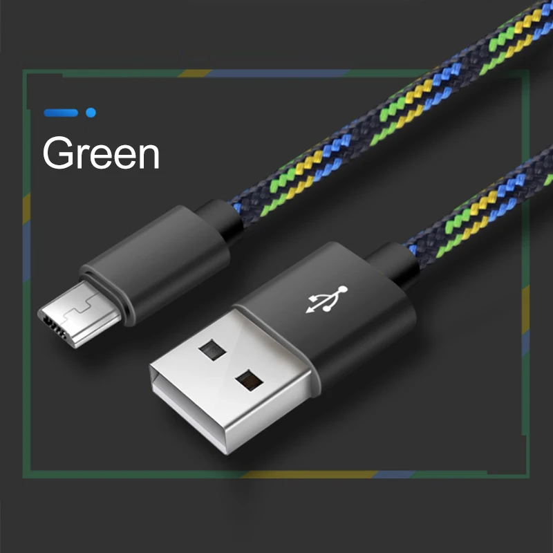 Кабель Micro USB 1 м 2 м быстрое зарядное устройство для Xiaomi Redmi Note 5 Pro 4 Redmi 4X5 Plus для samsung S7 6 5 Android зарядный кабель - Цвет: Зеленый