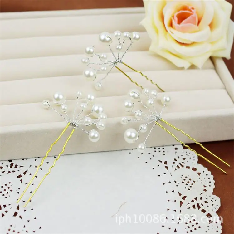 

Bride Up-do Accessories Entirely Handmade Headdress Hair Accessories Pearl U-shaped Clip Hairpin Pin Headband Hairpin