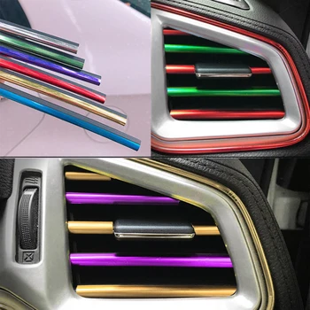 

Car-styling Decoration Universal 10 PC/set PVC Car Air Vent Trim Strip Air Conditioner Outlet Grille Decoration Decorative Strip