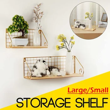 

45x13x15.2cm Wall Shelf Fashion Modern Style Wooden Iron Storage Shelf Wall Hanging Storage Rack Wall Mounted Display Shelf