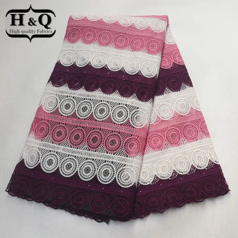 

African Cord Lace Fabric 5 Yards/piece Embroidery Nigerian Guipure Lace Fabric Water Soluble Lace With Stones For Women Dress