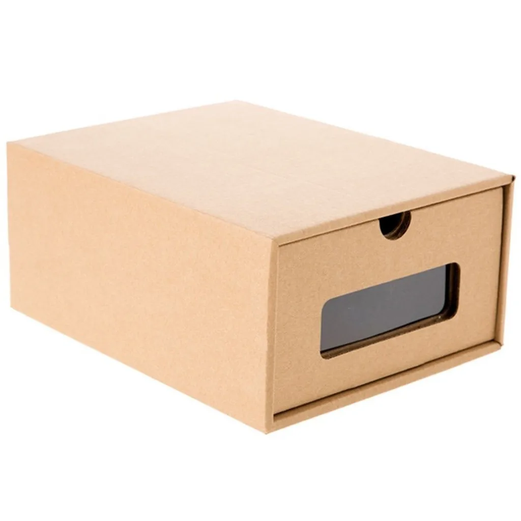Утолщенная коробка из крафт-картона, прозрачный ящик для обуви, короб розетки, компактный органайзер для хранения, контейнер для хранения