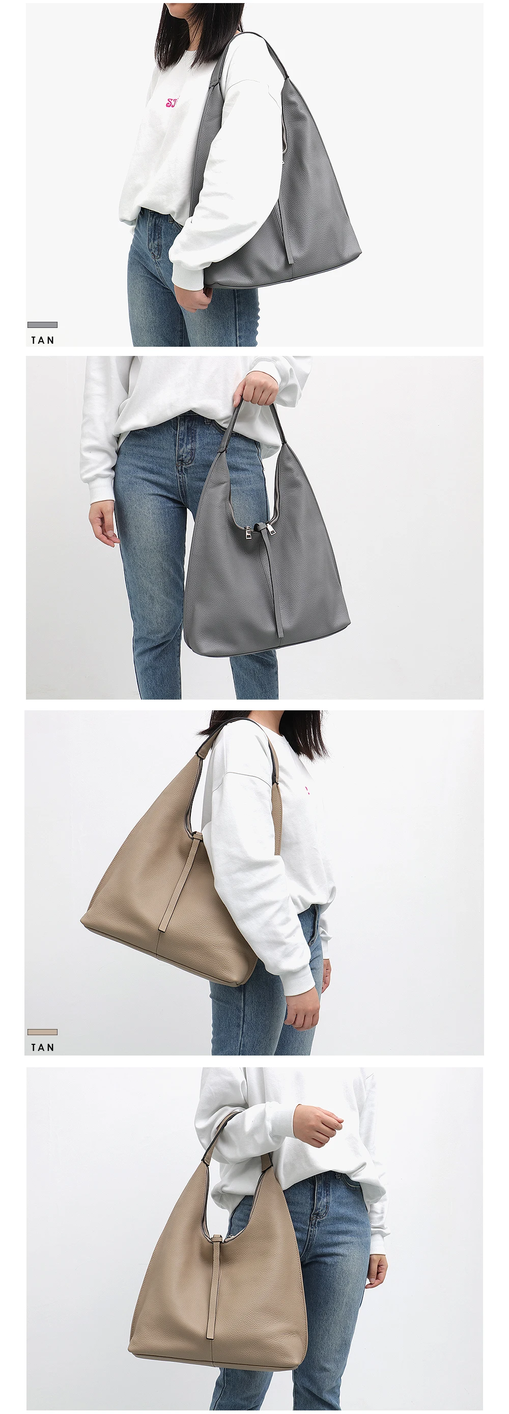 Sc couro genuíno hobo sacos das mulheres
