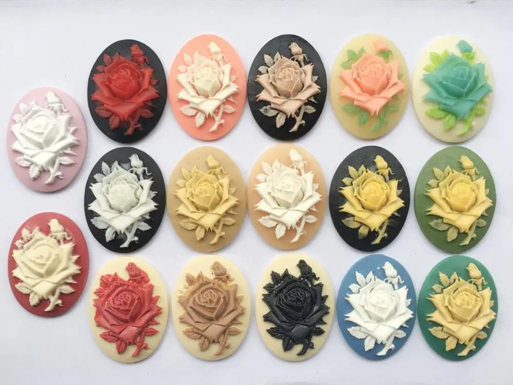 

5pcs 30mmx40mm Muticolor Oval Flatback Resin Flower Rose Cabochon Charm Finding,Fit Base Setting Tray Bezel,DIY Accessory