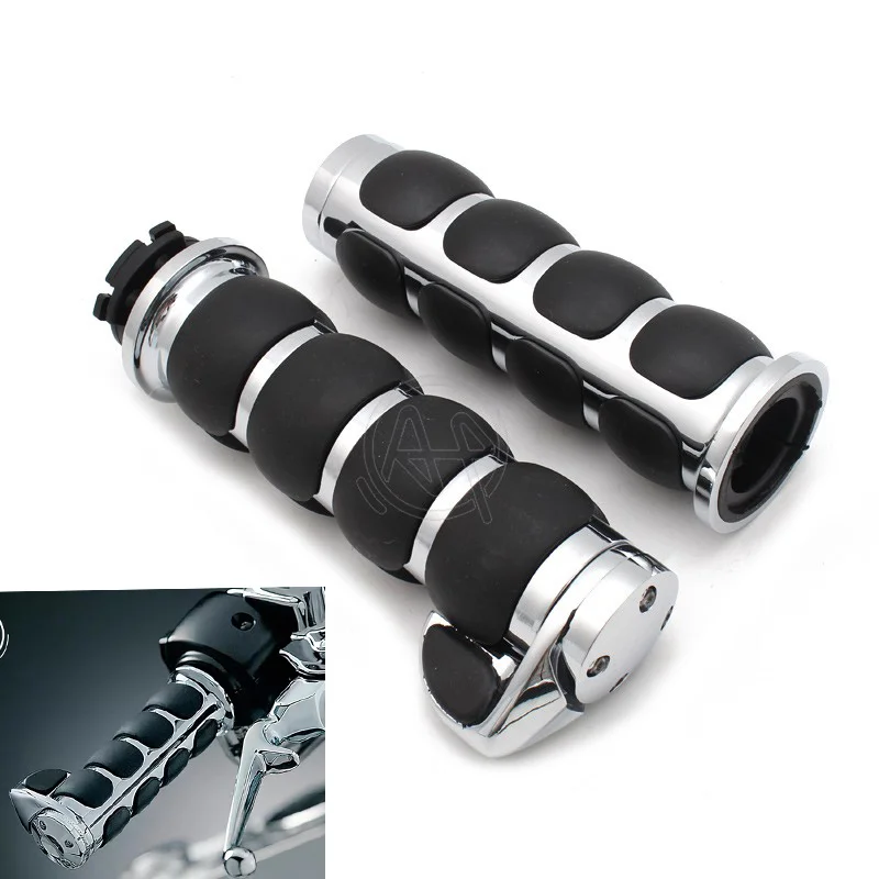 

1pair 1" Air Cushioned Hand Grips w/ Throttle For Harley Honda Kawasaki Suzuki Yamaha Bikes Cruiser Chopper Custom