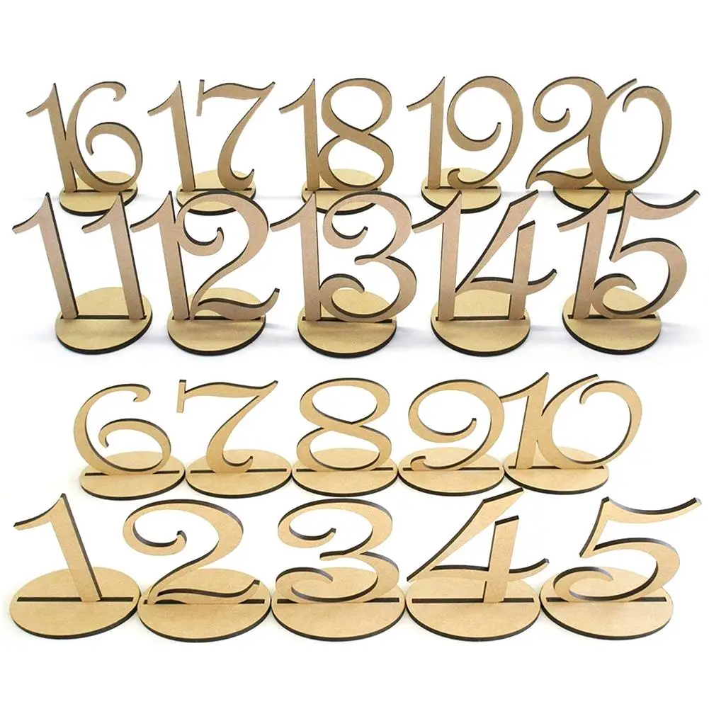10pcs Wooden Name Place Number Cards Ornament Craft for Wedding Table Home Decor Fine Carton Packaging For Family Or Festivals