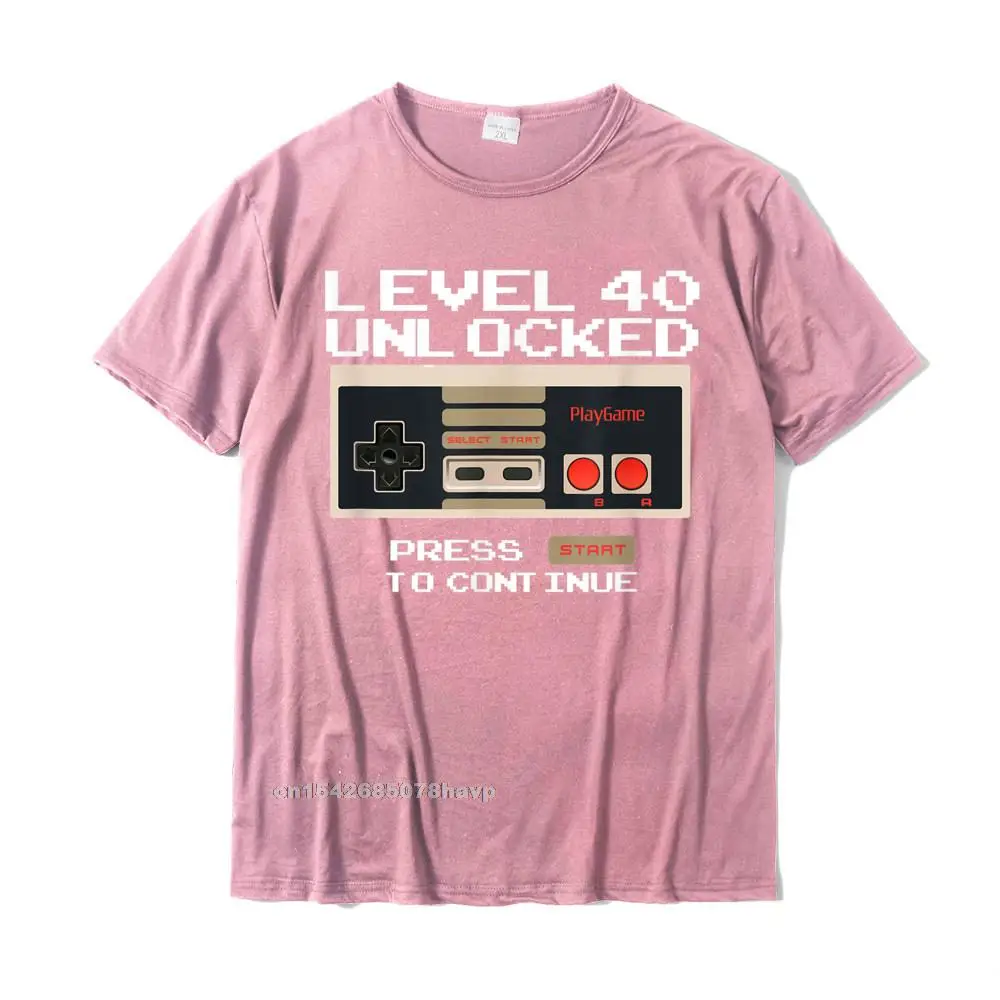 Fitness Tight Mens Dominant 3D Printed Tops Tees Crewneck Summer 100% Cotton T-shirts Hip hop Short Sleeve Clothing Shirt Funny 40th Birthday Level 40 Unlocked Video Gamer T-Shirt__2216. pink
