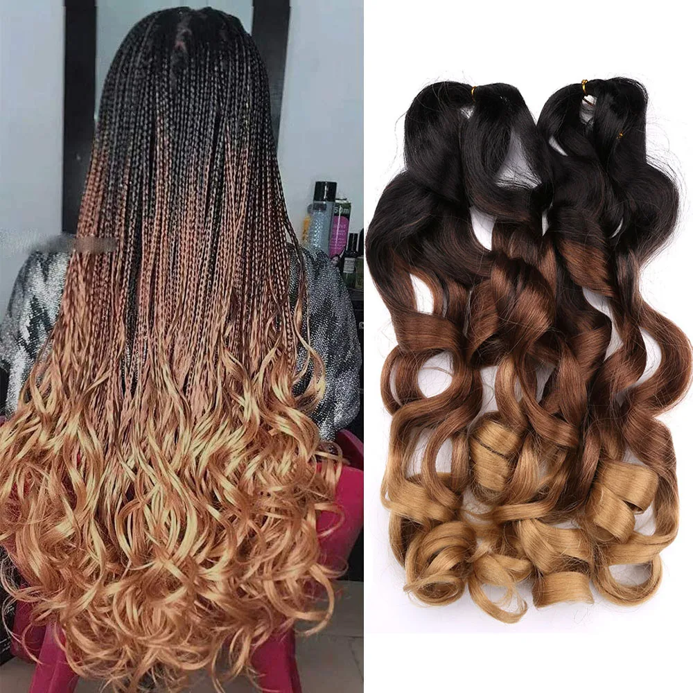 Extensions de cheveux tressés synthétiques, boucles en spirale, Crochet, boucles françaises pré-étirées, tresses ombres pour femmes