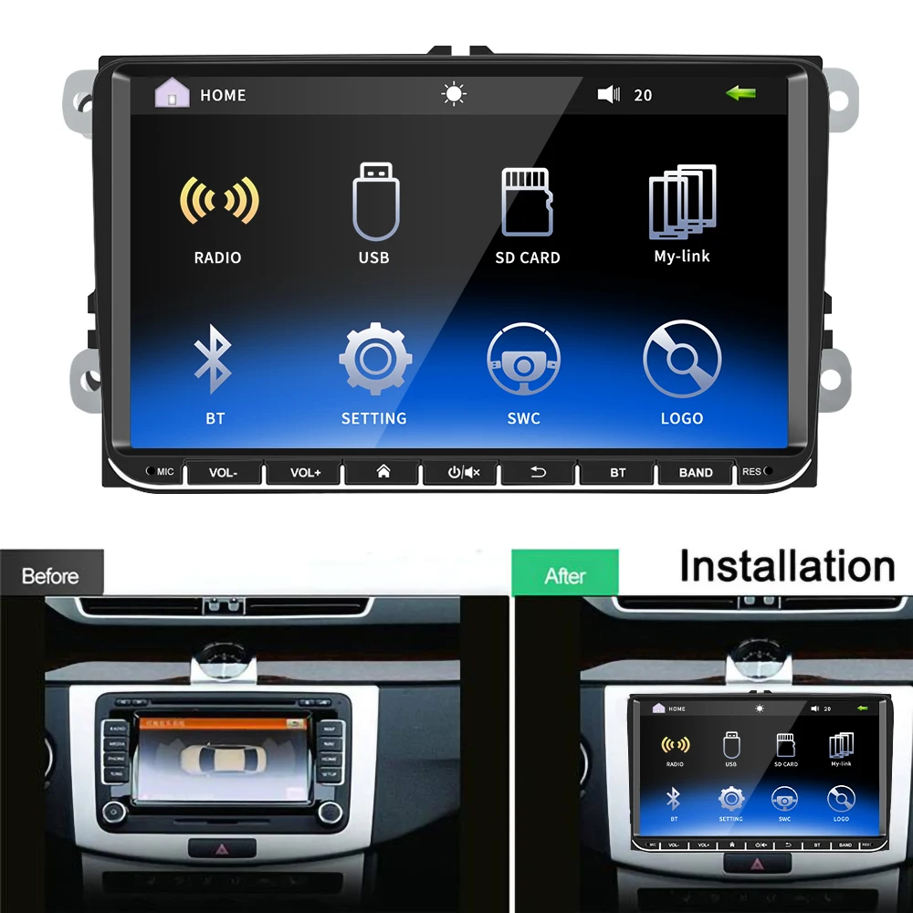 Podofo 2DIN Android/ISO Зеркало Ссылка автомобиля радио для VW/Volkswagen/Golf/Polo/Passat/b7/b6/SEAT/leon/Skoda автомобильный мультимедийный плеер
