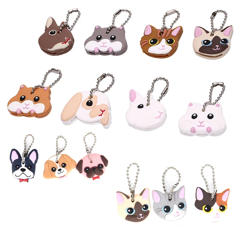 

1 Pc Silicone Key Ring Cap Head Cover Keychain Case Shell Cat Hamster Dog Animals Shape Lovely Jewelry Gift