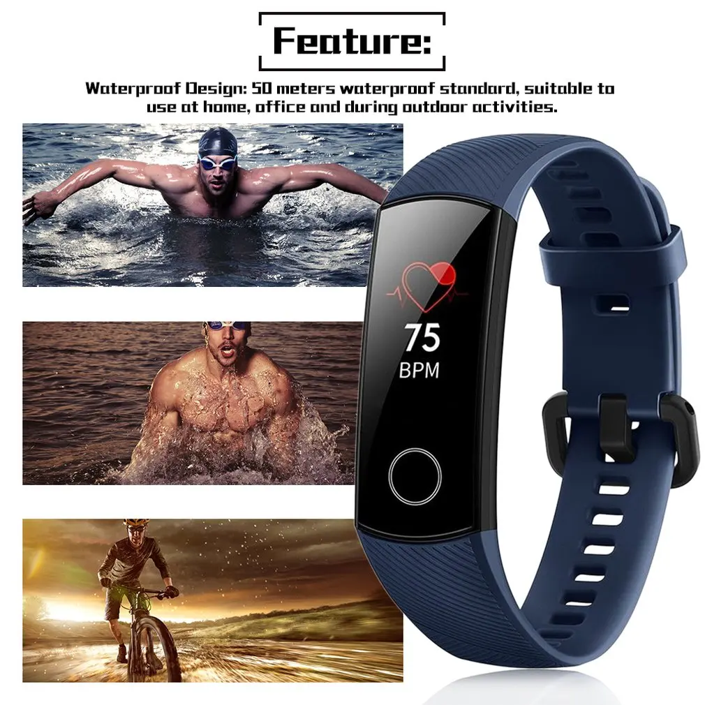 Huawei Honor Band 4 Smart Wristband 2.5D Glass Touch Screen Bluetooth Heart Rate Monitor Support Android and IOS