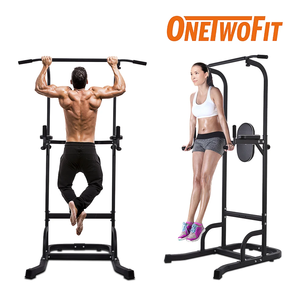 OneTwoFit-Barra de dominadas para gimnasio en casa, torre de energía, gran estación de realce, equipo de Fitness para hacer ejercicio, barra de barbilla