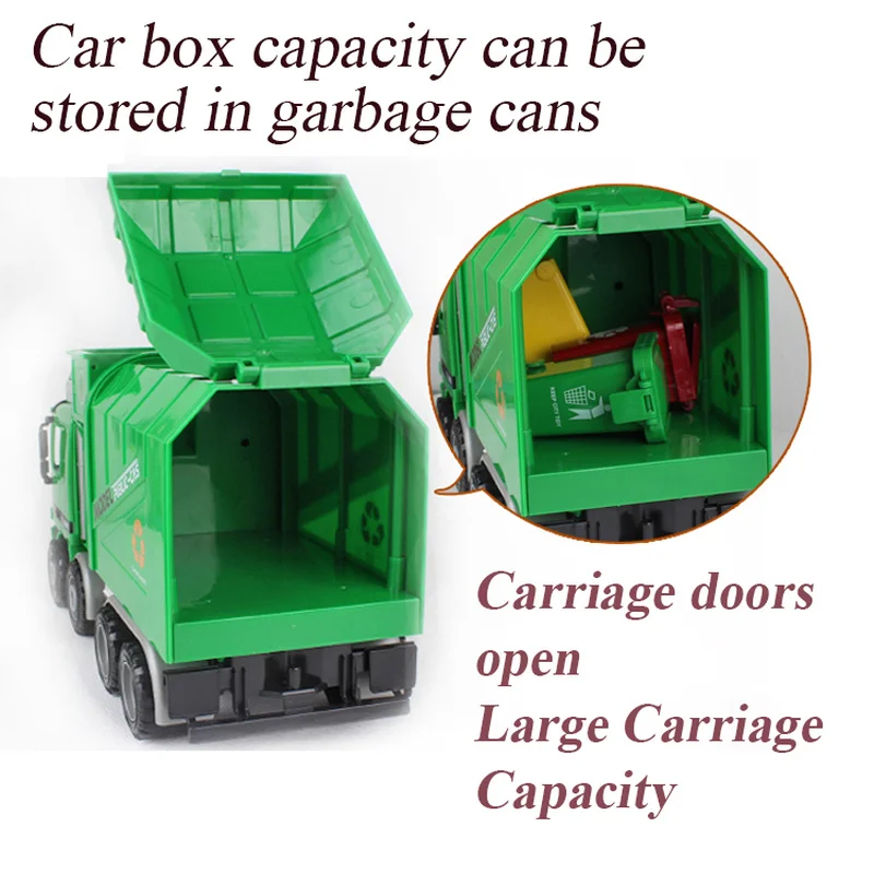 1:22 детский имитирующий инерционный мусоровоз с 3 мусорными баками литой под давлением музыкальный свет санитарная модель автомобиля детский игрушечный автомобиль подарок