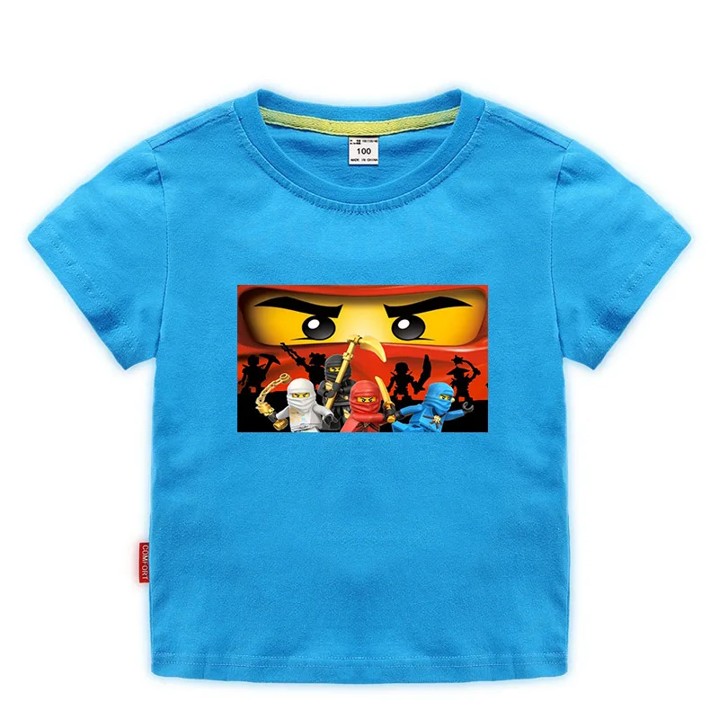Коллекция года, летняя детская одежда футболка для маленьких мальчиков и девочек хлопковые футболки с рисунком ниндзя Ninjago детские топы, красные, синие футболки для детей возрастом от 3 до 10 лет