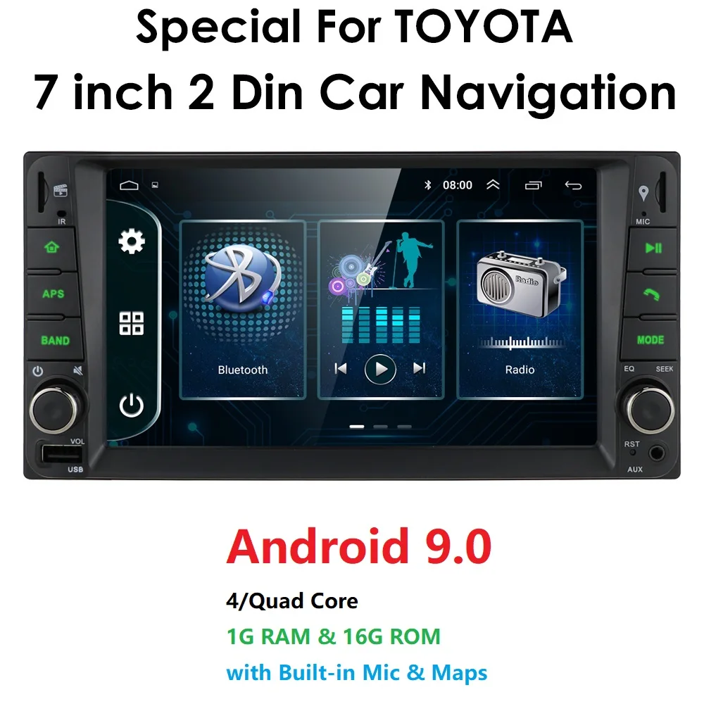 2DIN Android 9 автомобильный GPS плеер для Toyota Universal RAV4 2004 2008 COROLLA Yaris Camry 2006 VIOS HILUX Terios Land