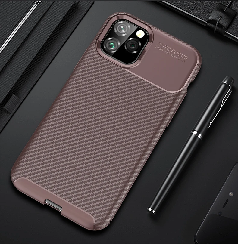 Для Apple Iphone 11 pro Чехол для телефона анти-осенний чистый цвет углеродного волокна TPU Iphone 11 pro max Мягкий защитный чехол оболочка