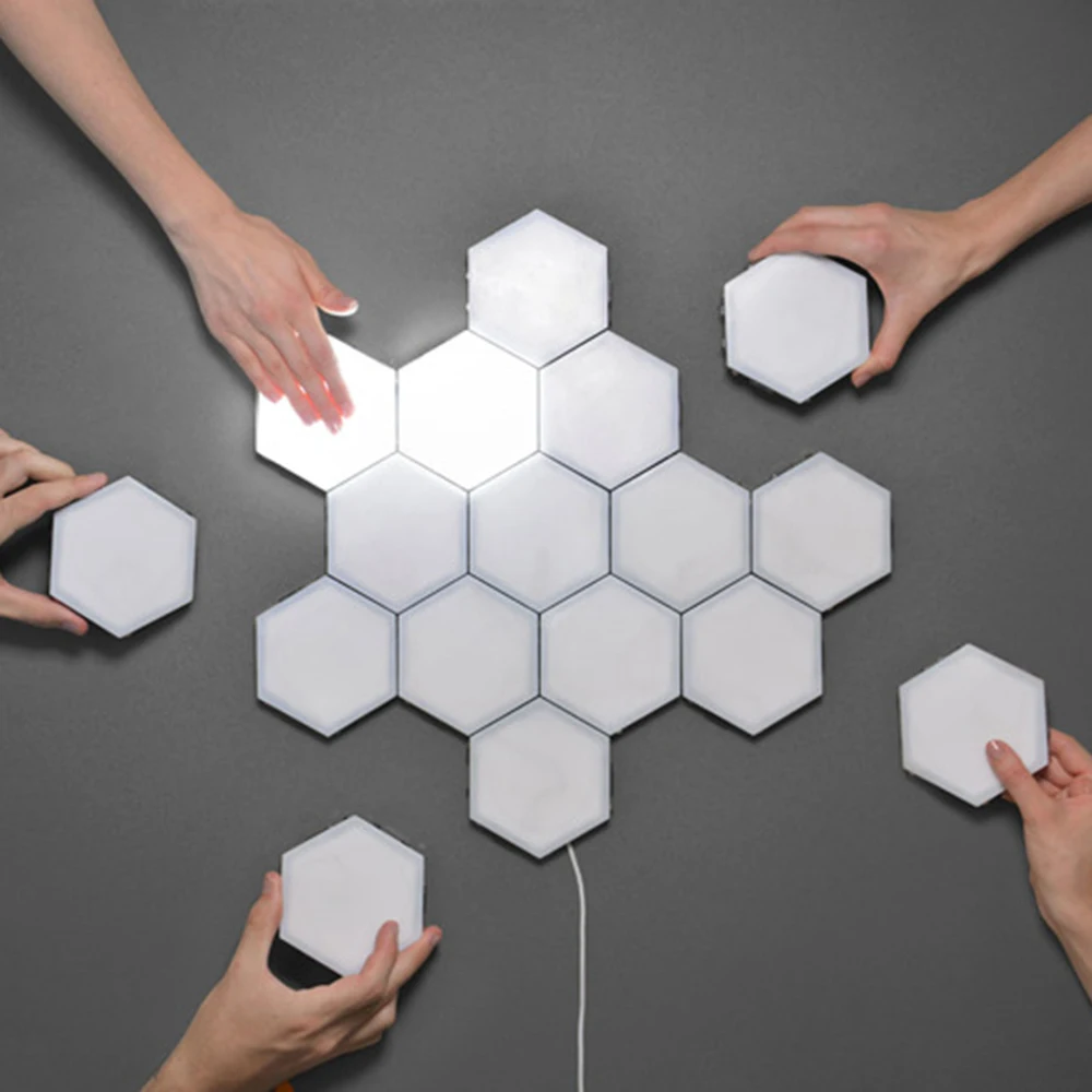 Quantum lamp LED Touch Sensing Night Light Magnetic Hexagons Creative Home Living Room Decoration Wall Lampara Free Shipping