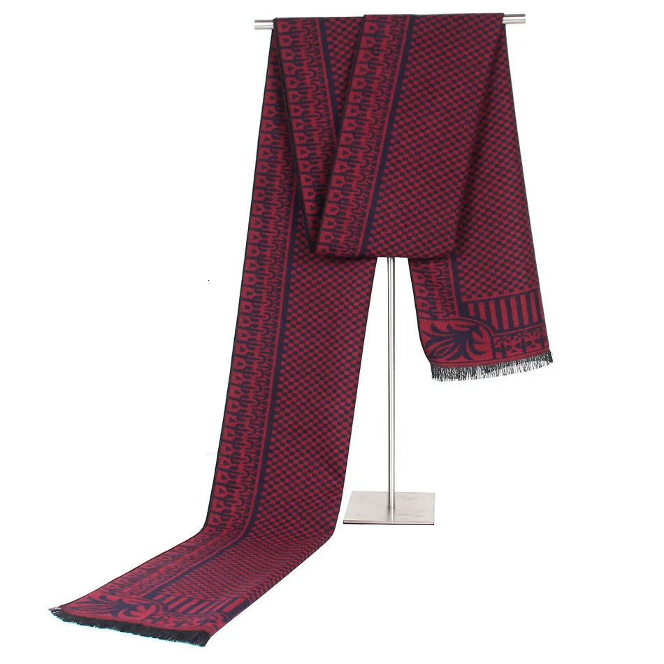 Classic Business Affairs Small Lattice Man Scarf Quinquagenarian Imitate Cashmere Keep Warm Scarf Gift - Цвет: Saffron