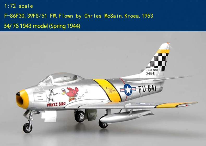 F-86F сабля истребитель Готовая модель коллекции 1: 72 Масштаб