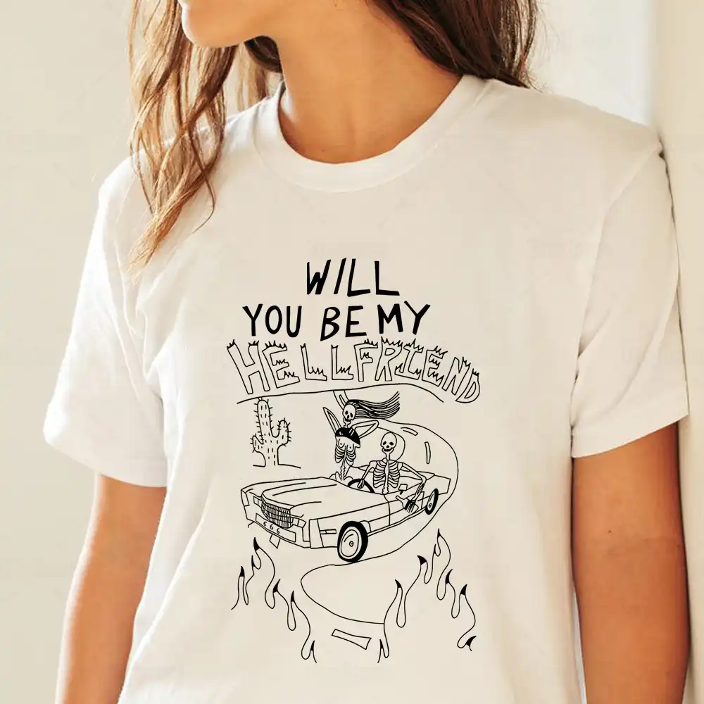 100 Cotton Will You Be My Hell Friend Print Egirl T Shirt Goth Dark E Girl Aesthetic Graphic Tees Top Shirt Aliexpress