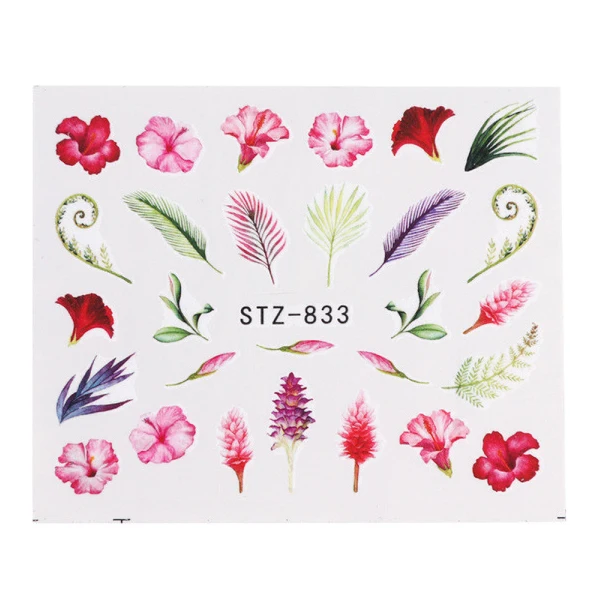 1 шт естественная тема наклейки для ногтей Фламинго цветочный лист дизайн для дизайна ногтей Сделай Сам крафт обертывания Переводные с водой маникюрные наклейки для ногтей - Цвет: stz-833
