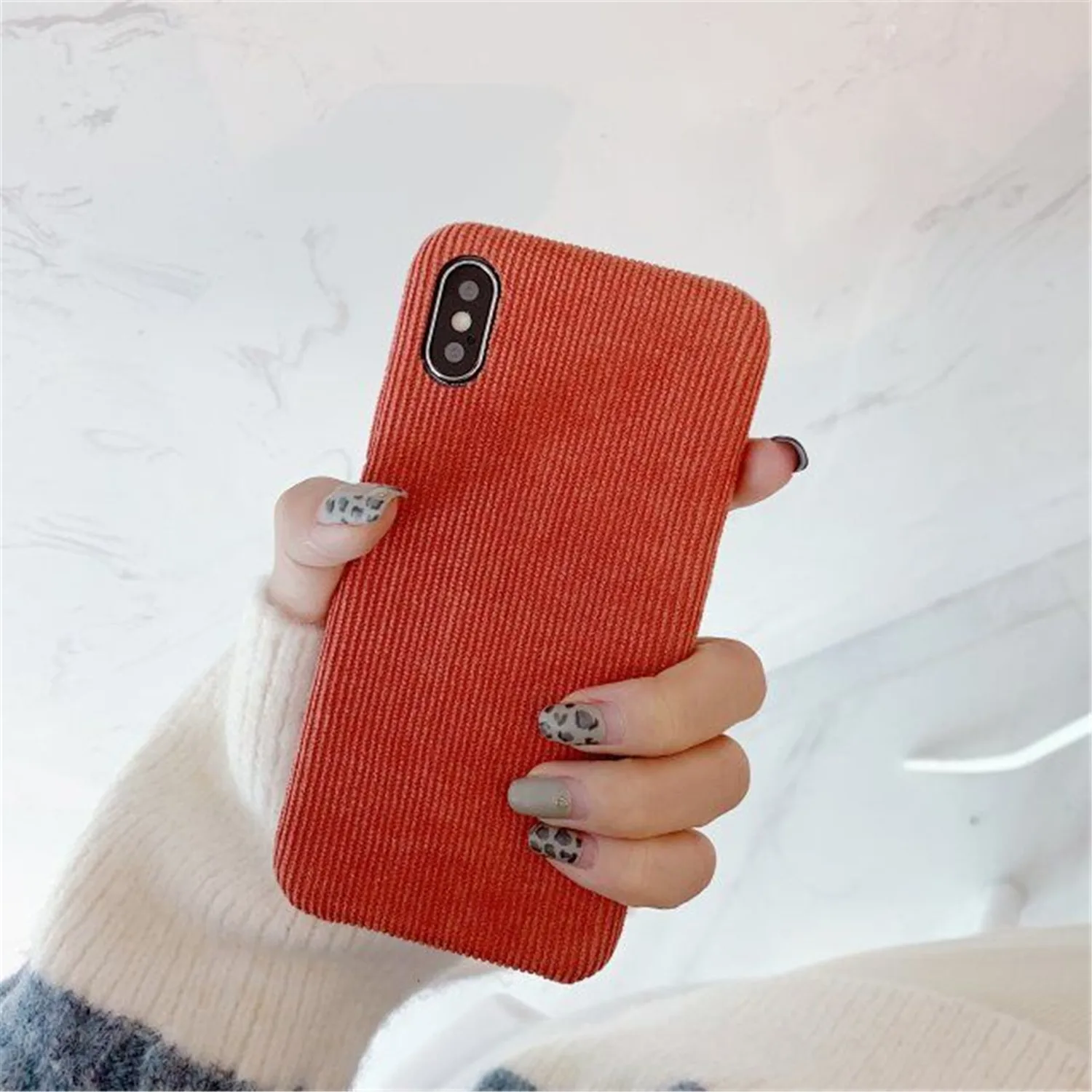 Простая скатерть текстуры зимние чехлы для телефонов iPhone 11 Pro Max XR XS Max 6 6S 7 8 Plus X Мягкая из вельветовой ткани теплая задняя крышка