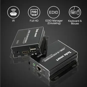 KVM Extender Russian delivery HDMI USB HDMI KVM Extender by CAT5e/6 (1 Extender Transmitter+1 Extender Reciver) High Quality