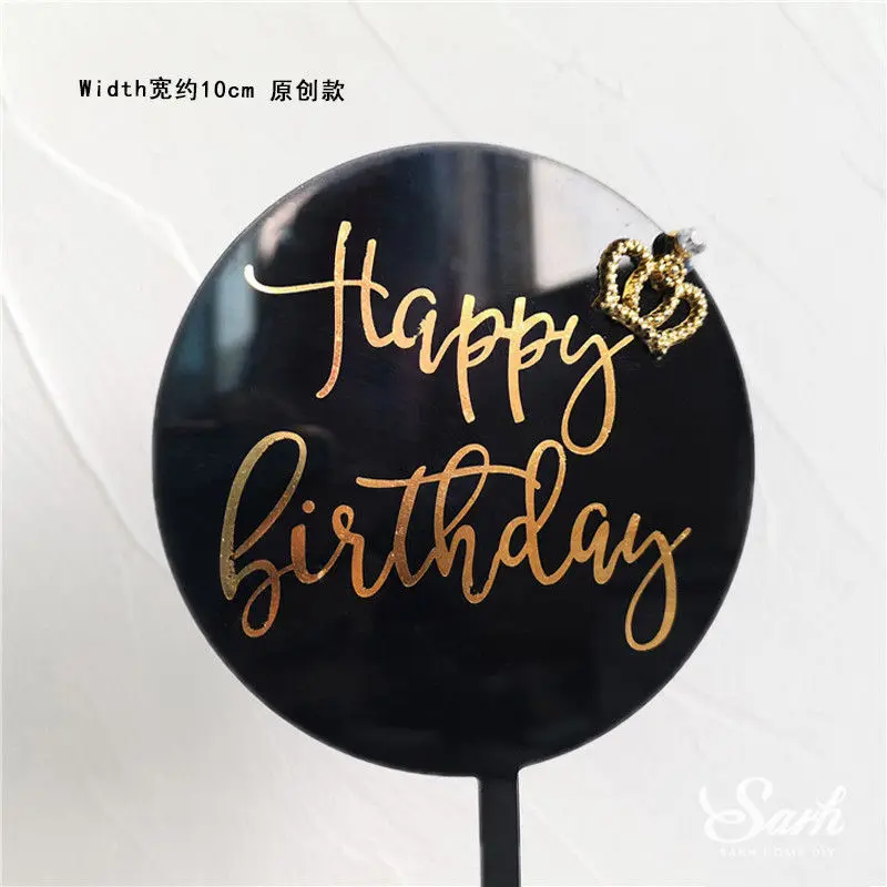 2 шт., золотой, черный, с надписью «Happy Birthday», «Oh Baby», крючок, топпер для торта, для выпечки, вечерние украшения, подарки на день Святого Валентина, юбилей, любовь - Цвет: 2pc crown birthday B