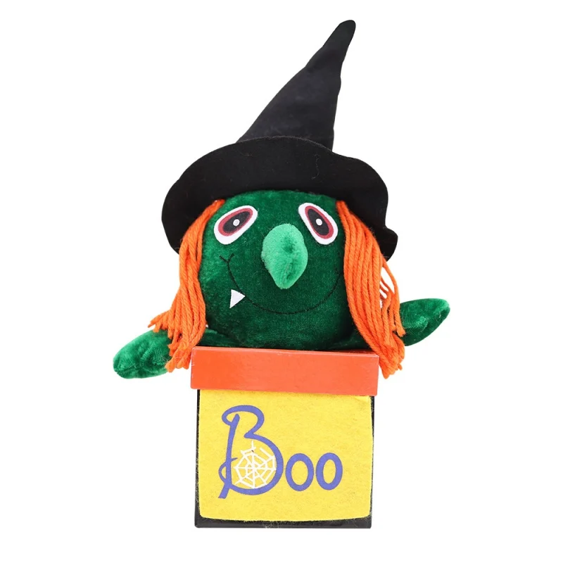

2019 New Halloween Candy Box Pumpkin Witch Doll Gift Box Children Chocolate Cookie Box Bags Emerald witch Cookie box