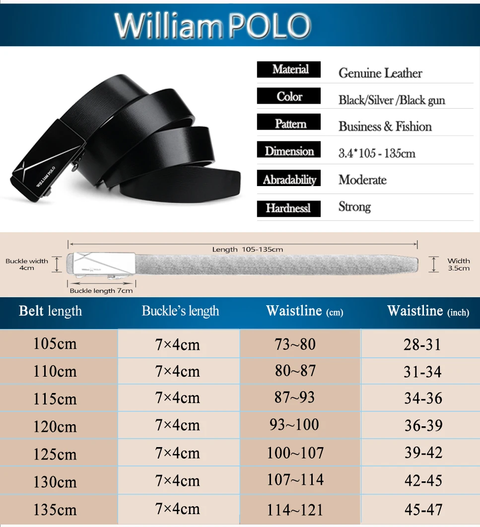 WILLIAMPOLO, мужские ремни для мужчин, роскошный бренд, кожаный мужской пояс,, эластичный, люкс класс, дизайнерские ремни, высокое качество, автоматическая головка