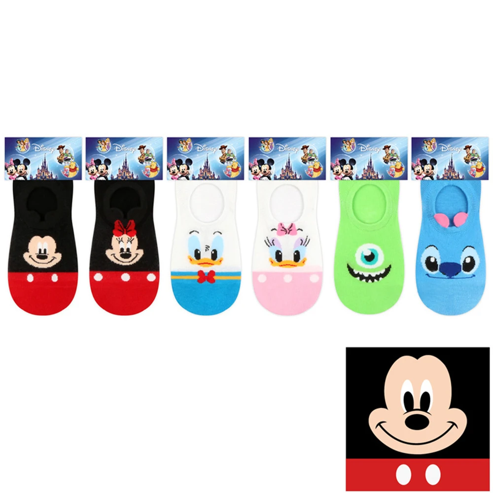 Летние хлопковые дизайнерские носки Disney повседневные милые с мультяшным